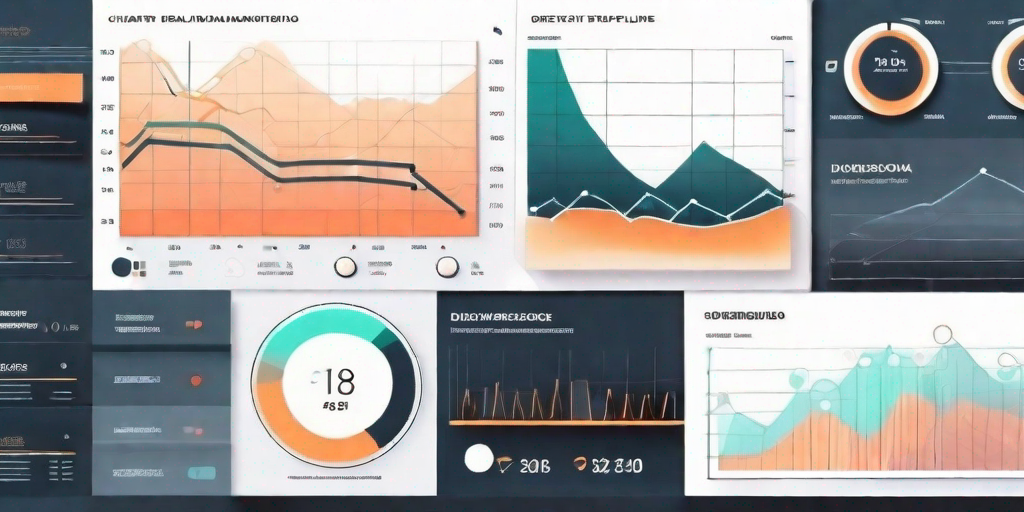 A digital dashboard displaying various dynamic charts