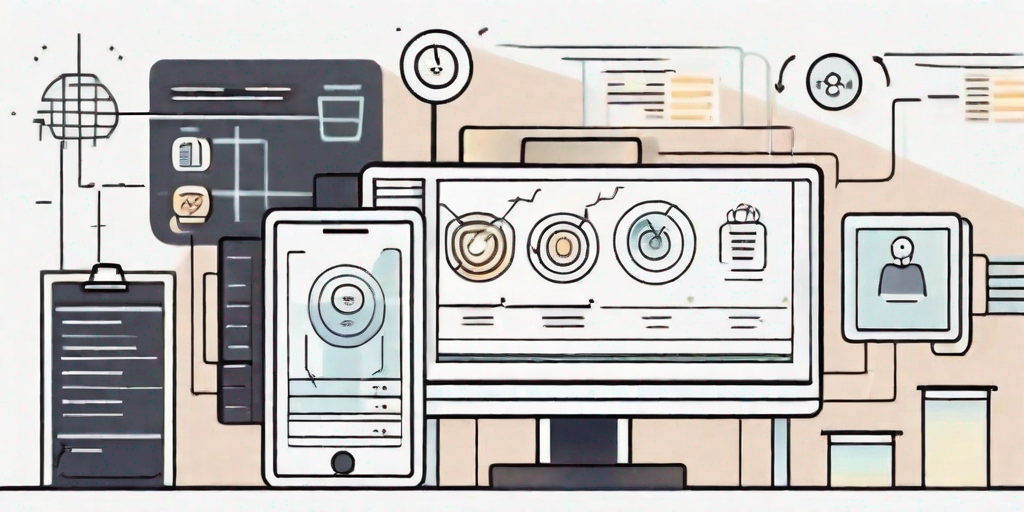 A digital interface with various icons representing tasks such as scheduling