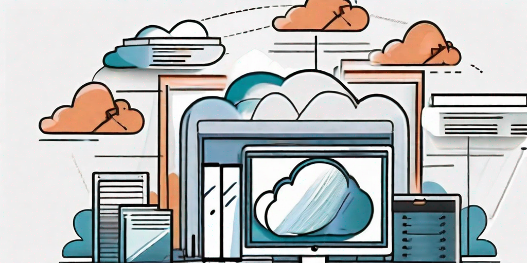 Various types of documents being transformed into cloud-shaped storage