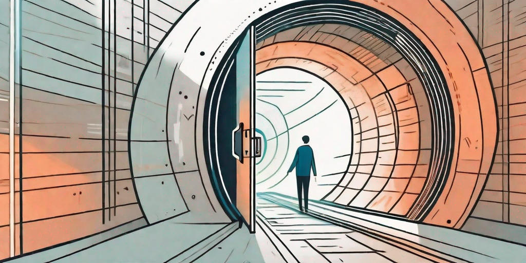 A locked vault being transported through a digital tunnel