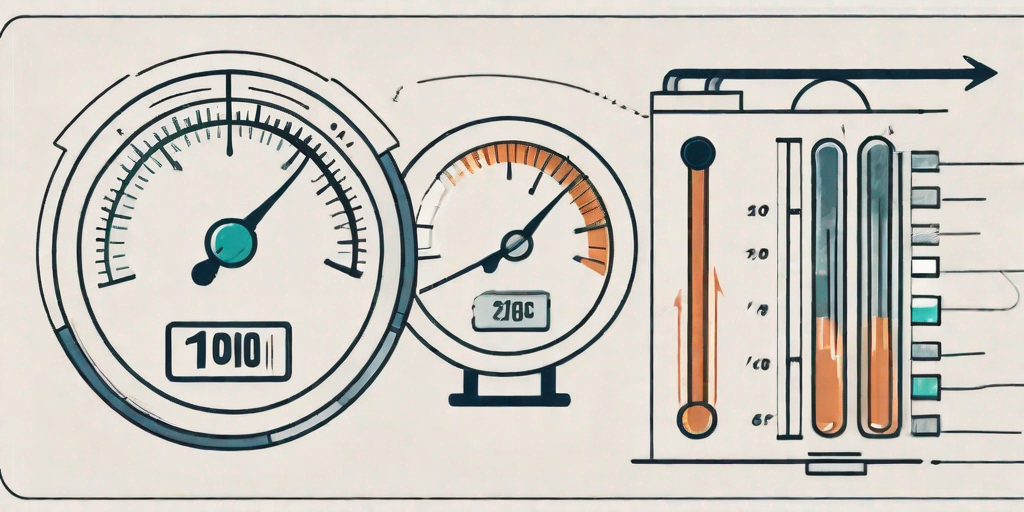 A gauge or meter with various performance indicators