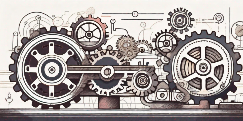 A streamlined conveyor belt with various gears and cogs working in harmony