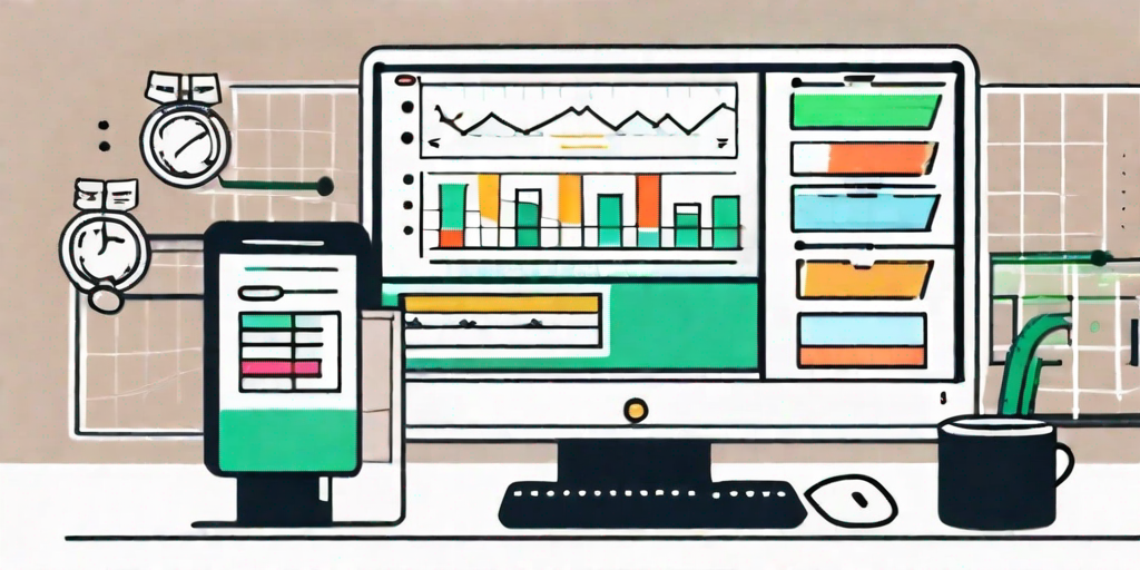 A computer screen displaying a task management platform interface with various tasks neatly organized and color-coded