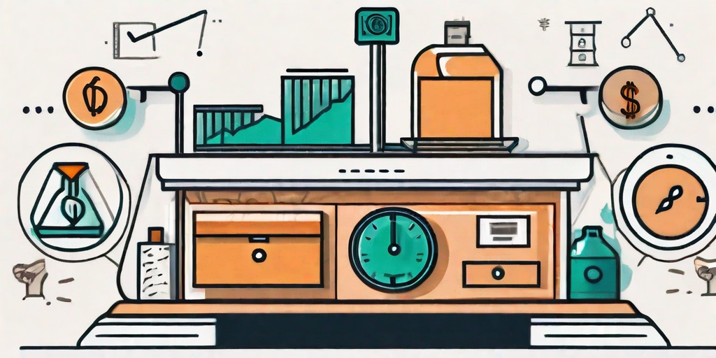 A balanced scale with different business-related icons (like a briefcase