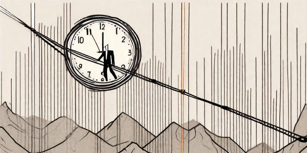A clock entangled in a tightrope over a chasm