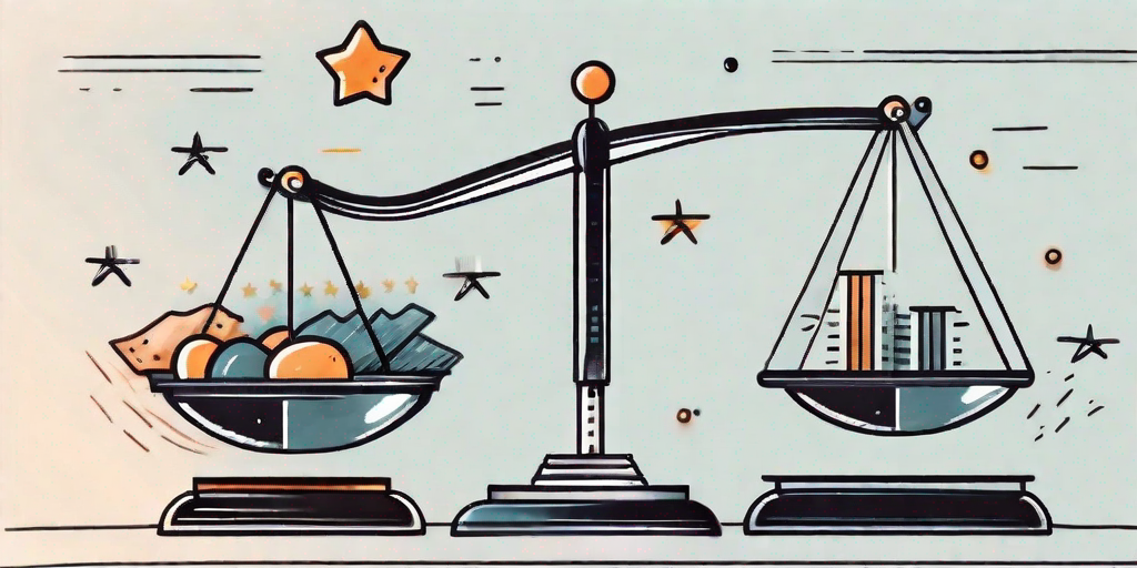 A balanced scale with different procurement elements like quality