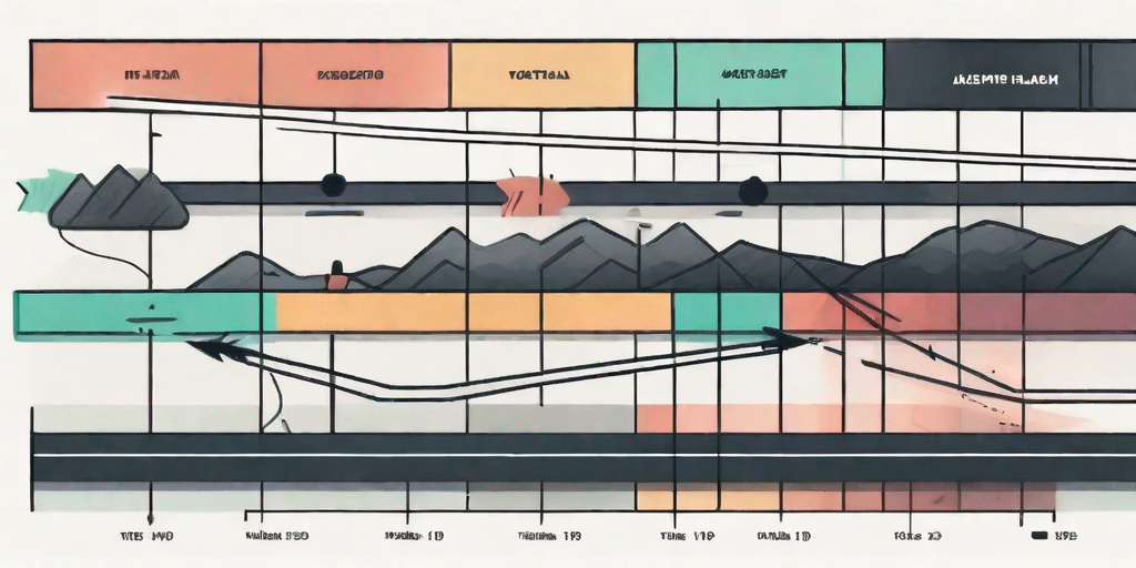 A project timeline with different colored bars representing tasks