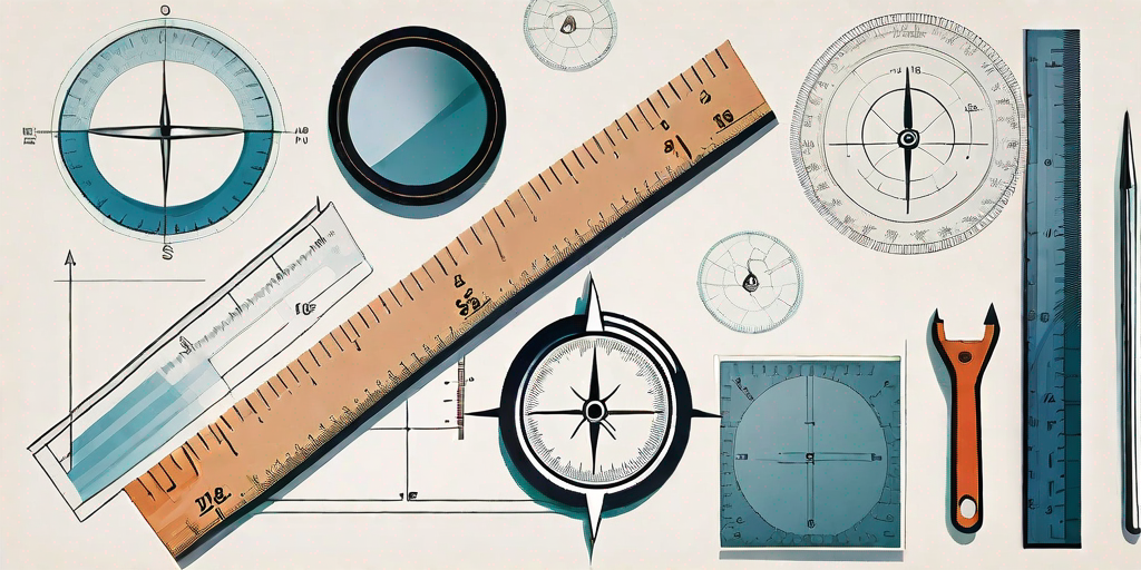 Various measuring tools like a ruler