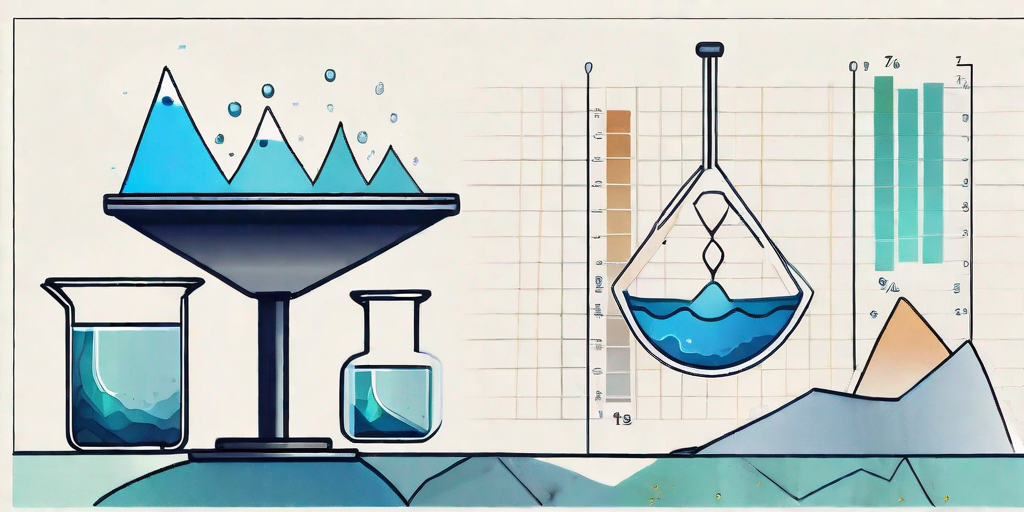 A balanced scale with various resources like water