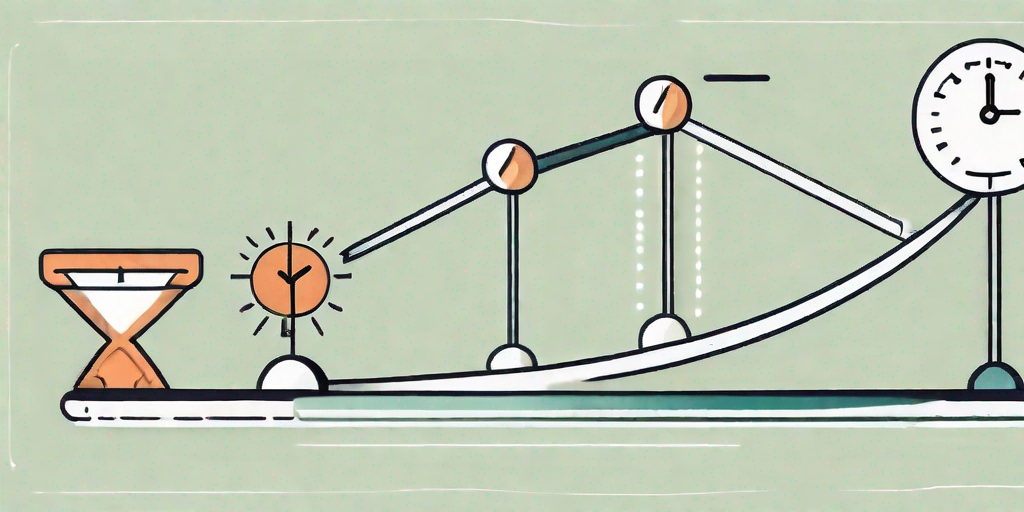 A balanced scale with a project timeline on one side and a series of checkmarks (representing completed tasks) on the other