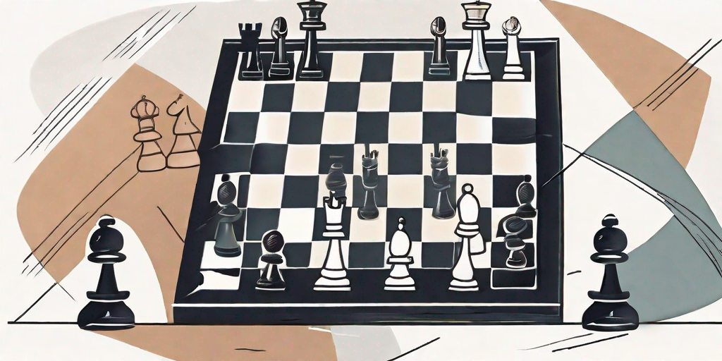 A chessboard with various pieces strategically placed