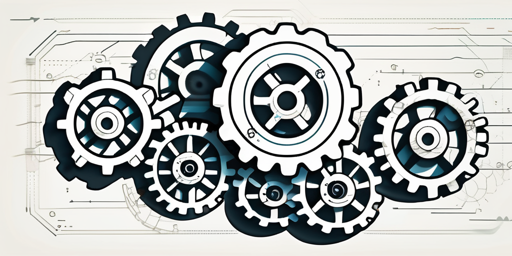 Several interconnected gears of different sizes
