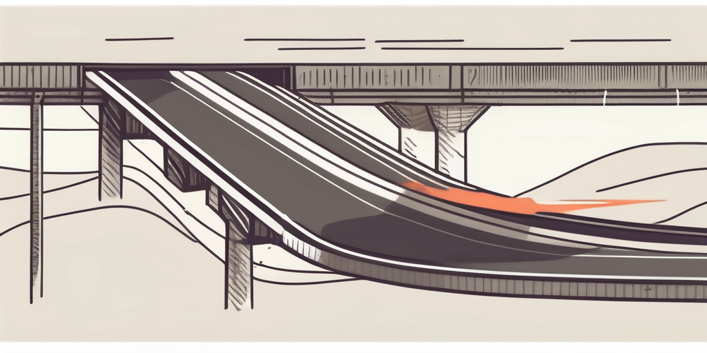 A conveyor belt carrying various stages of software development (like coding