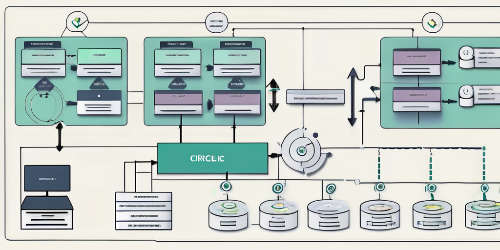 A computer screen displaying a flowchart that represents a continuous integration process