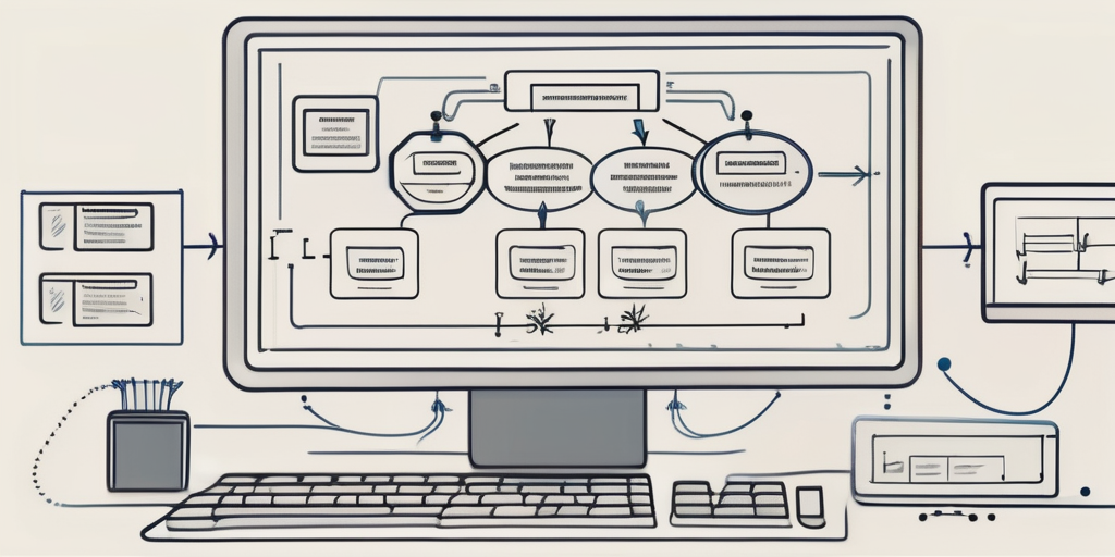 A computer screen displaying a process flow chart