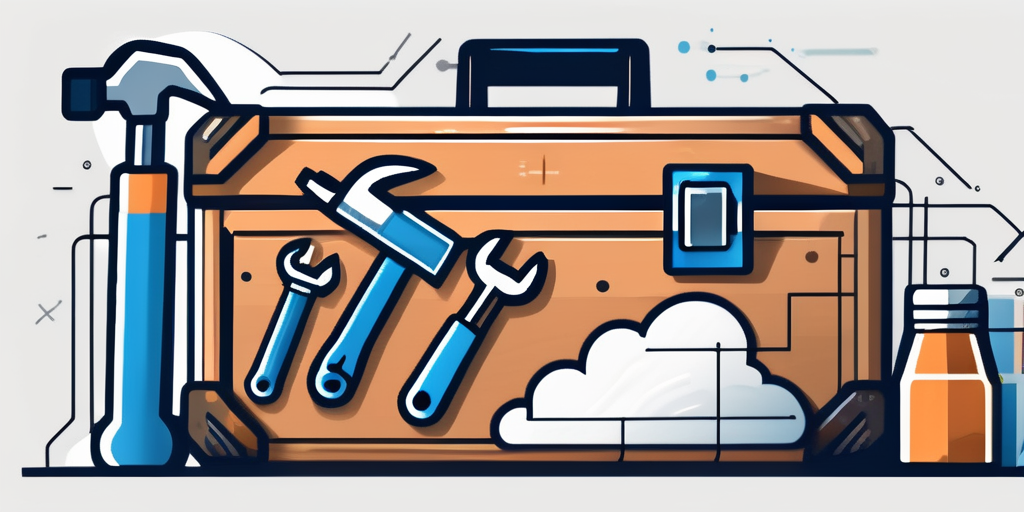 A toolbox with various tools like a hammer
