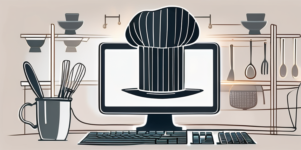 A chef's hat placed on top of a computer