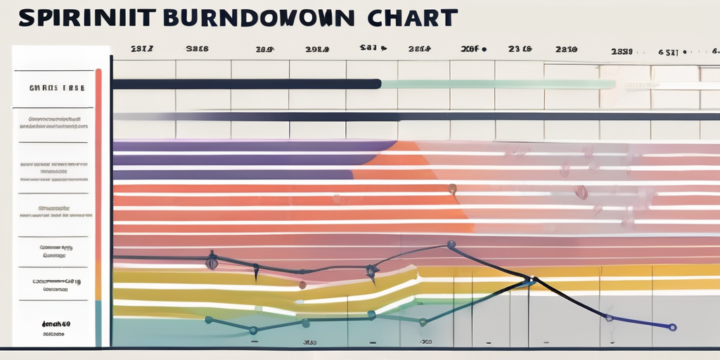 A sprint burndown chart with different color lines indicating completed tasks and remaining tasks in a software development project