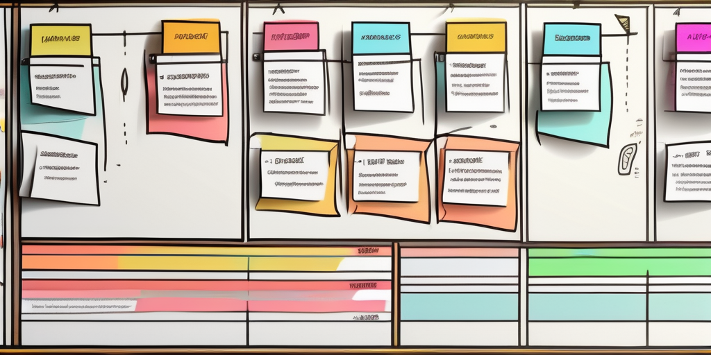 A detailed kanban board with various stages such as "to do"