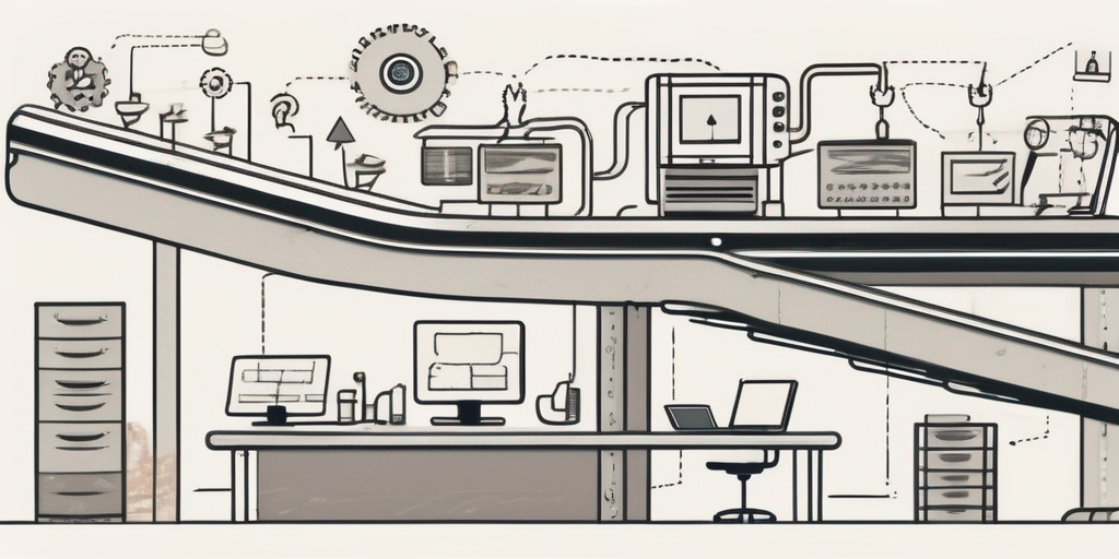 A conveyor belt with different stages of software development