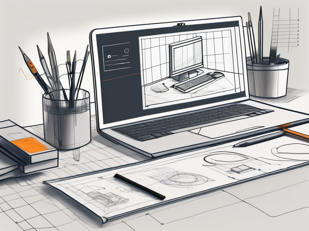 A digital workspace with various prototyping and wireframing tools